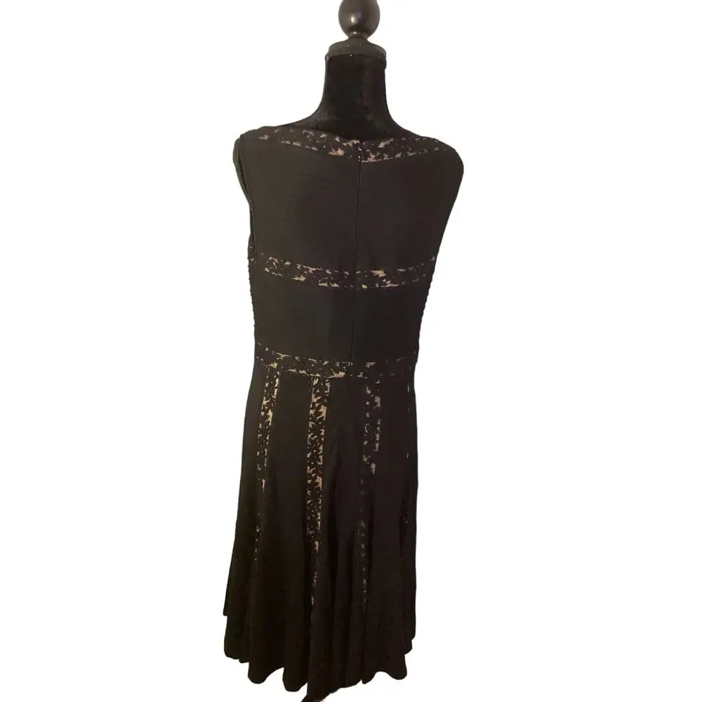 Tadashi Shoji sleeveless ribbed dark romantic lace dress - Picture 3 of 6